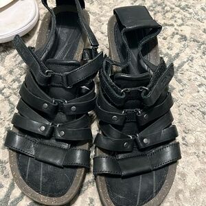 Black leather teva sandals